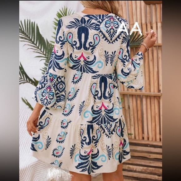 Boho Floral Paisley Print Button Dress - Picture 2 of 4